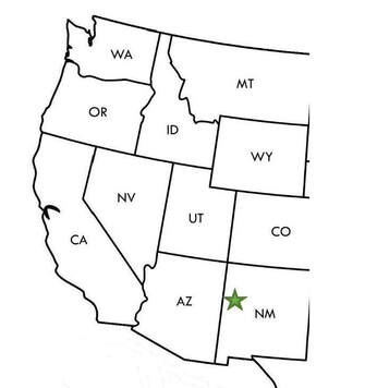 A map of the western United States with a star marking El Morro's location in northwestern New Mexico