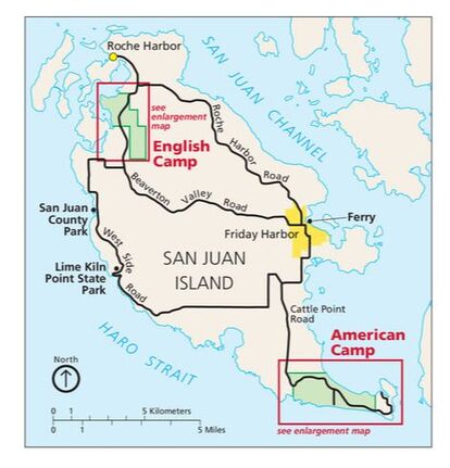 The brochure map for San Juan Island National Historical Park