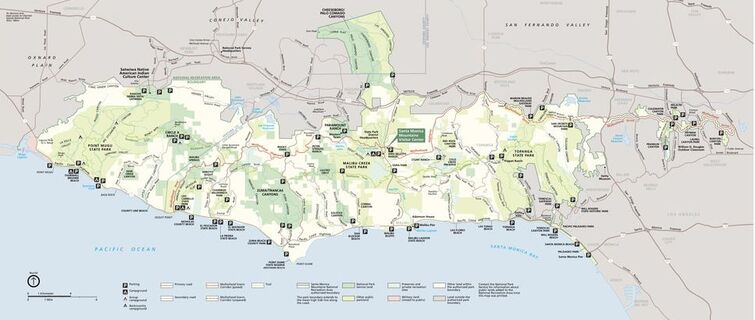 The park brochure map for Santa Monica Mountains