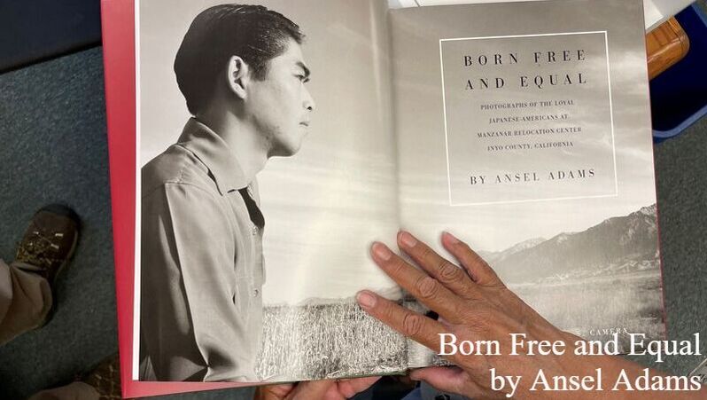 A close up of the title page of the new edition of Born Free and Equal by Ansel Adams