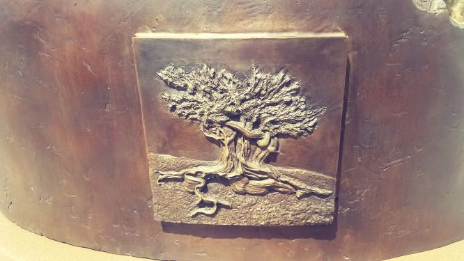 A close-up of the Bristlecone Pine flourish on the side of the map