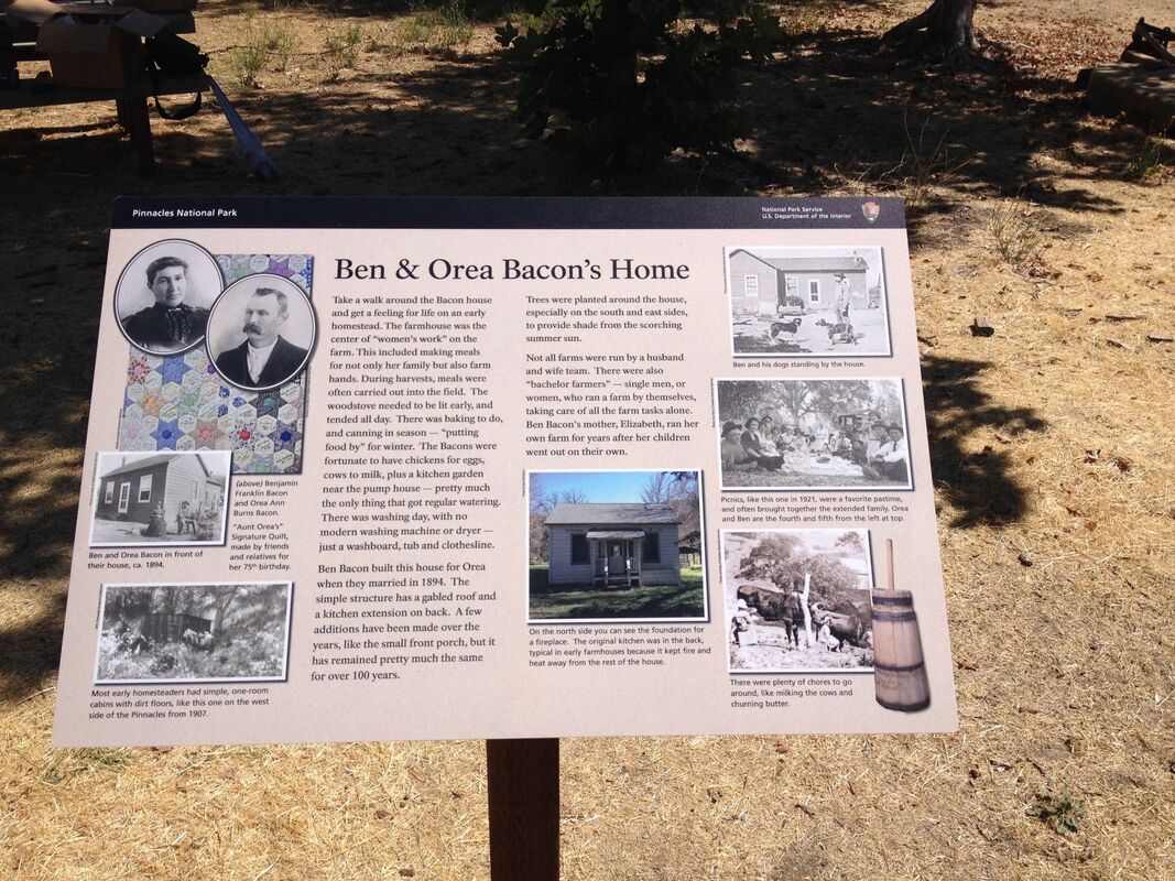 Wayside educational sign for Ben & Orea Bacon's Home