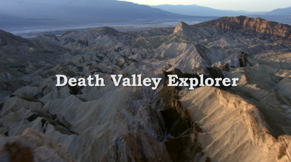 A rugged landscape with the words "Death Valley Explorer" superimposed