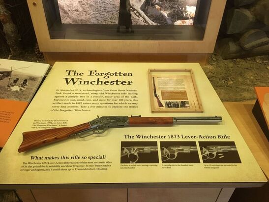 Close-up of Winchester rifle exhibit