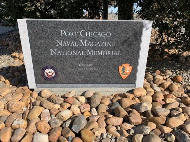 Close-up of Port Chicago Naval Magazine National Memorial sign, dedicated July 17, 1994