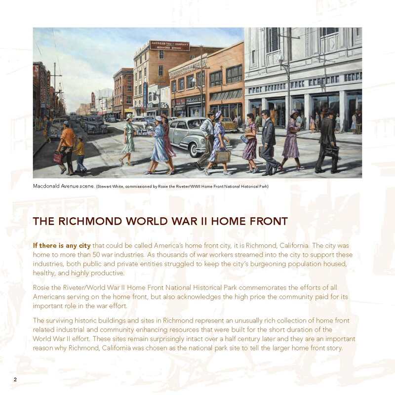 Page 2 from the site guide, describing what Richmond, CA was like during World War II.