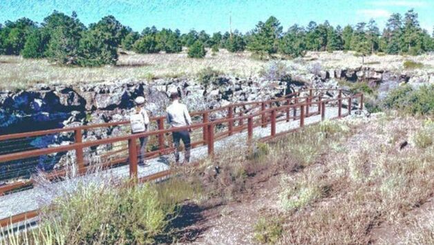 An artist's rendering of the boardwalk that would lead into the lava tube