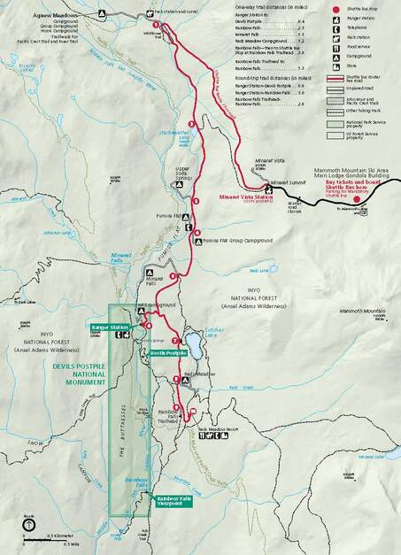 Devils Postpile official brochure map