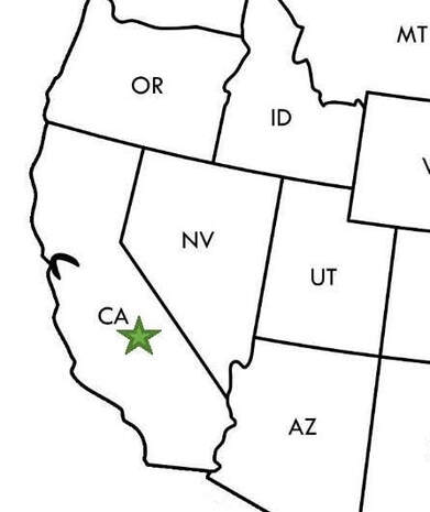 A map of the western United States with a star marking the location of Black Canyon of the Gunnison and Curecanti in western Colorado