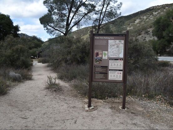 A trailhead sign labeled 