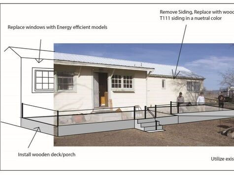 A schematic drawing of building improvements to be made on Tule Lake Visitor Center